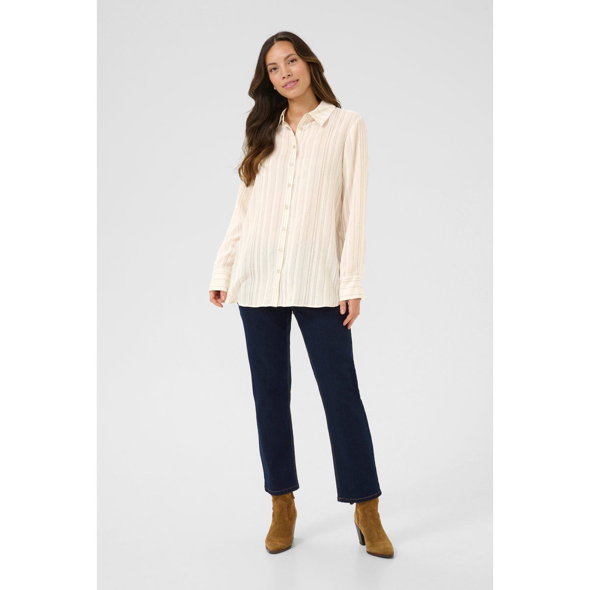 Langarm - Hemd CRVenea Loose fit offwhite