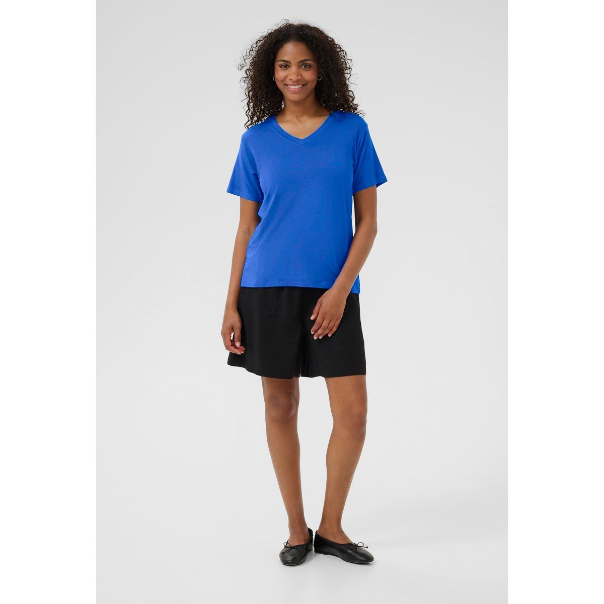 Damen T-Shirt mit V-Ausschnitt, lockere Passform