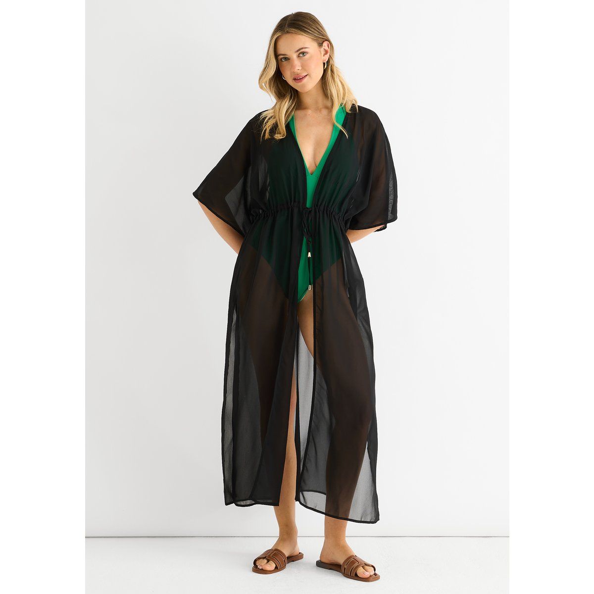 Fließender Kimono für den Strand mit offener Vorderseite