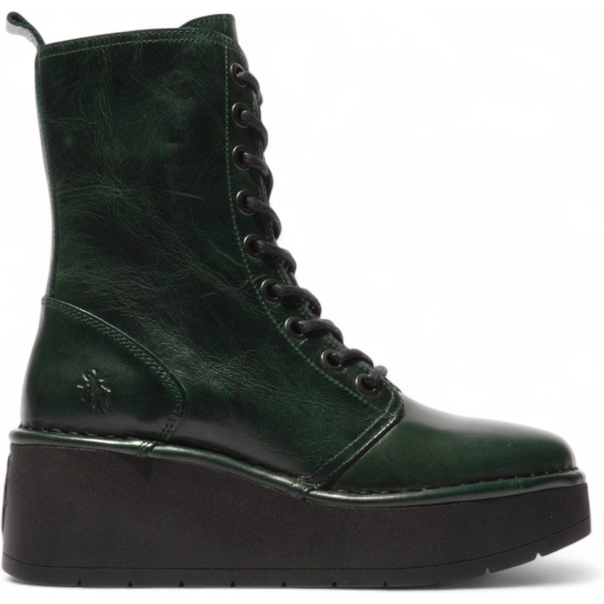 Grüne Leder Plateau Stiefeletten