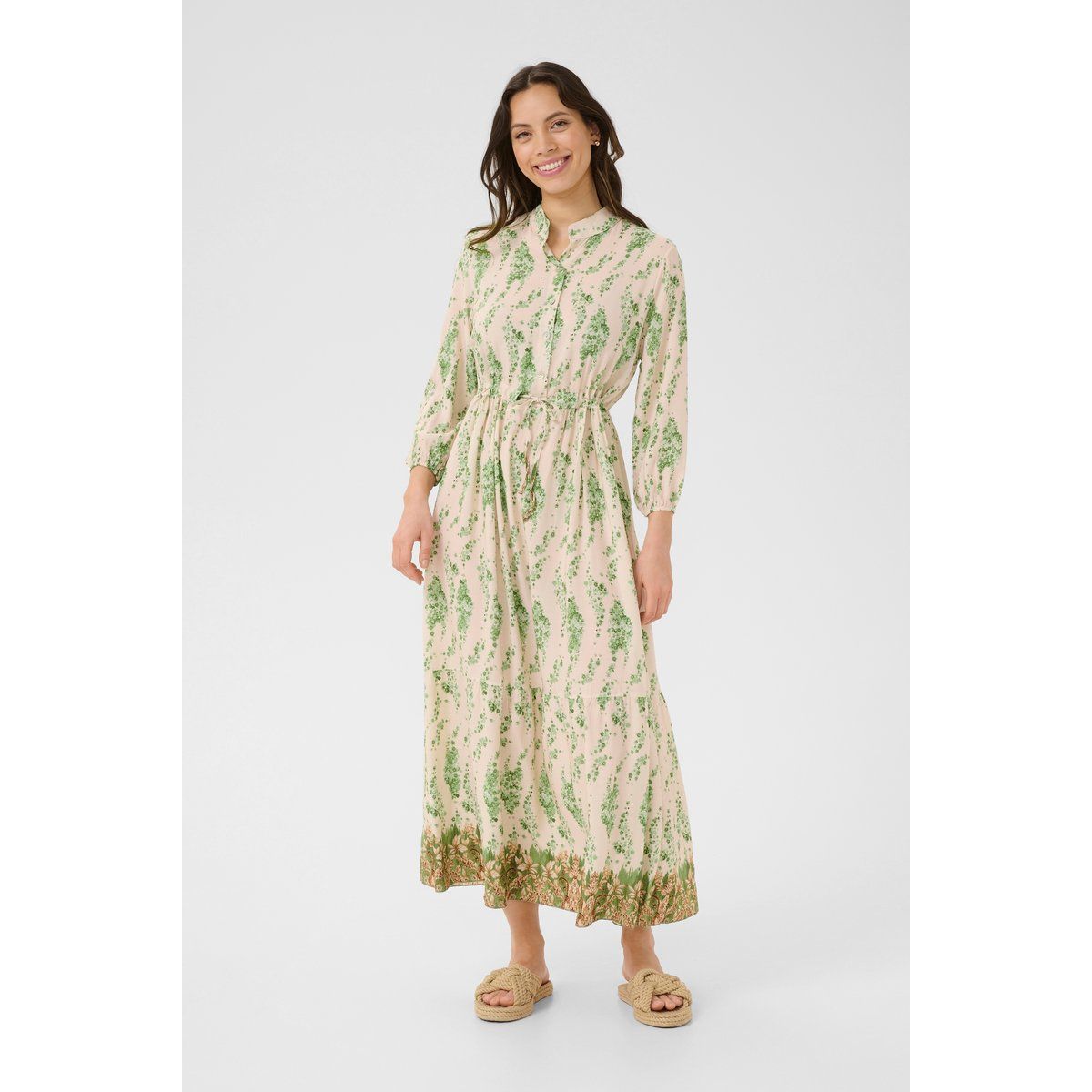 A-Linien Midikleid mit Blumendruck