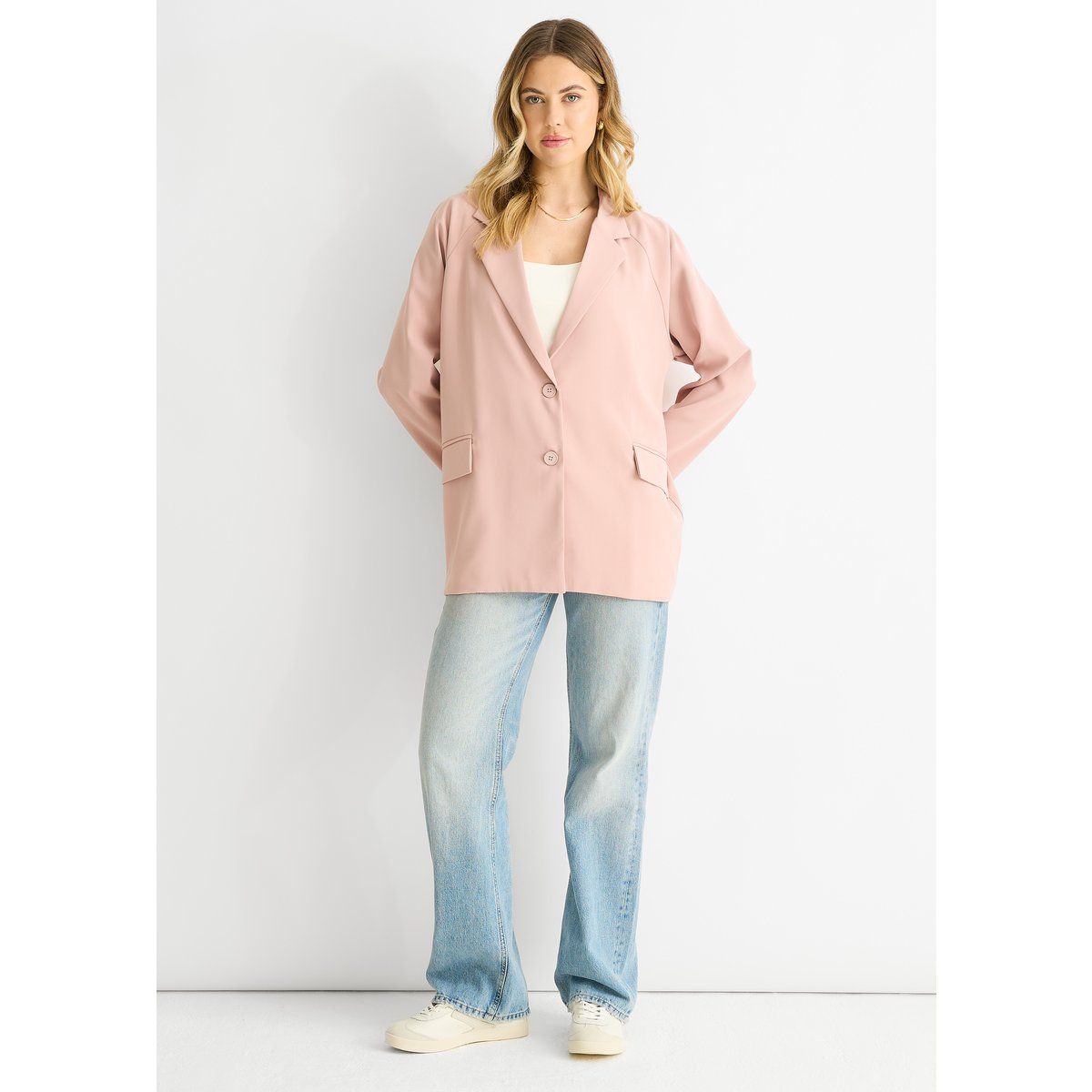Übergroßer taillierter Blazer in Blush