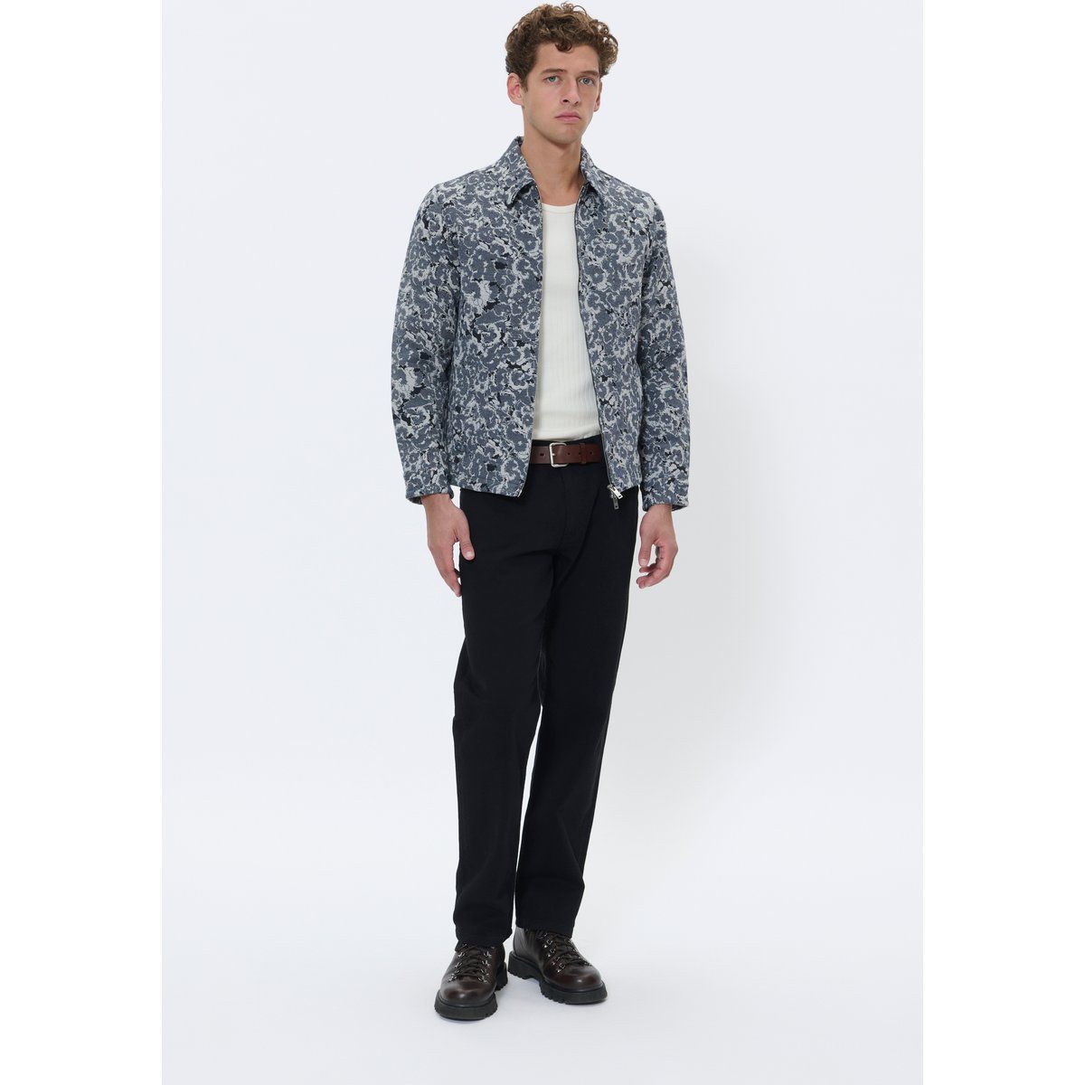 Overshirt-Jacke aus strukturiertem Baumwollmischgewebe