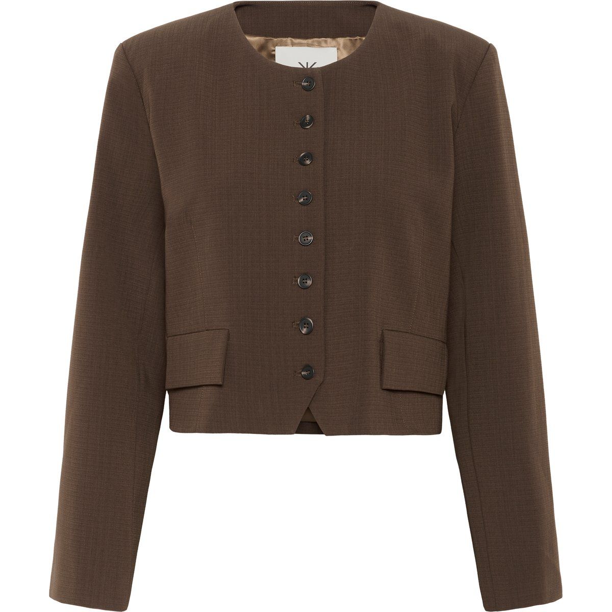 Kurzer Kragenloser Blazer mit Knopfleiste