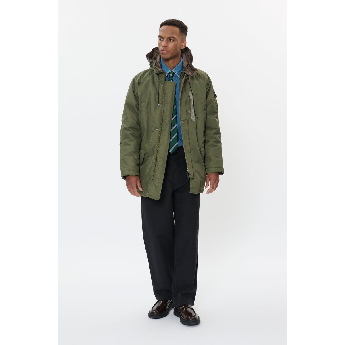 Kapuzen-Parka Mantel Olivgrün