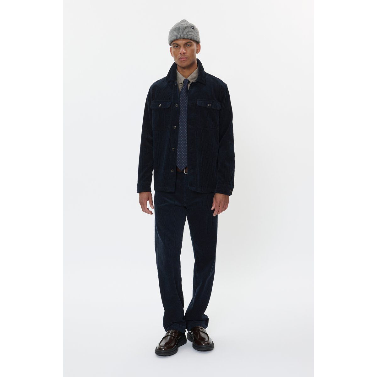 Marineblaues Cord Regular Fit Overshirt