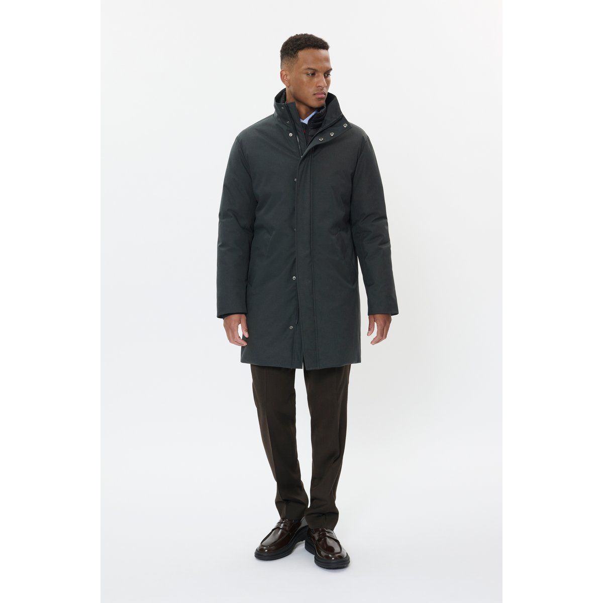 Herren Mantel mit gerader Passform, Dunkelgrau