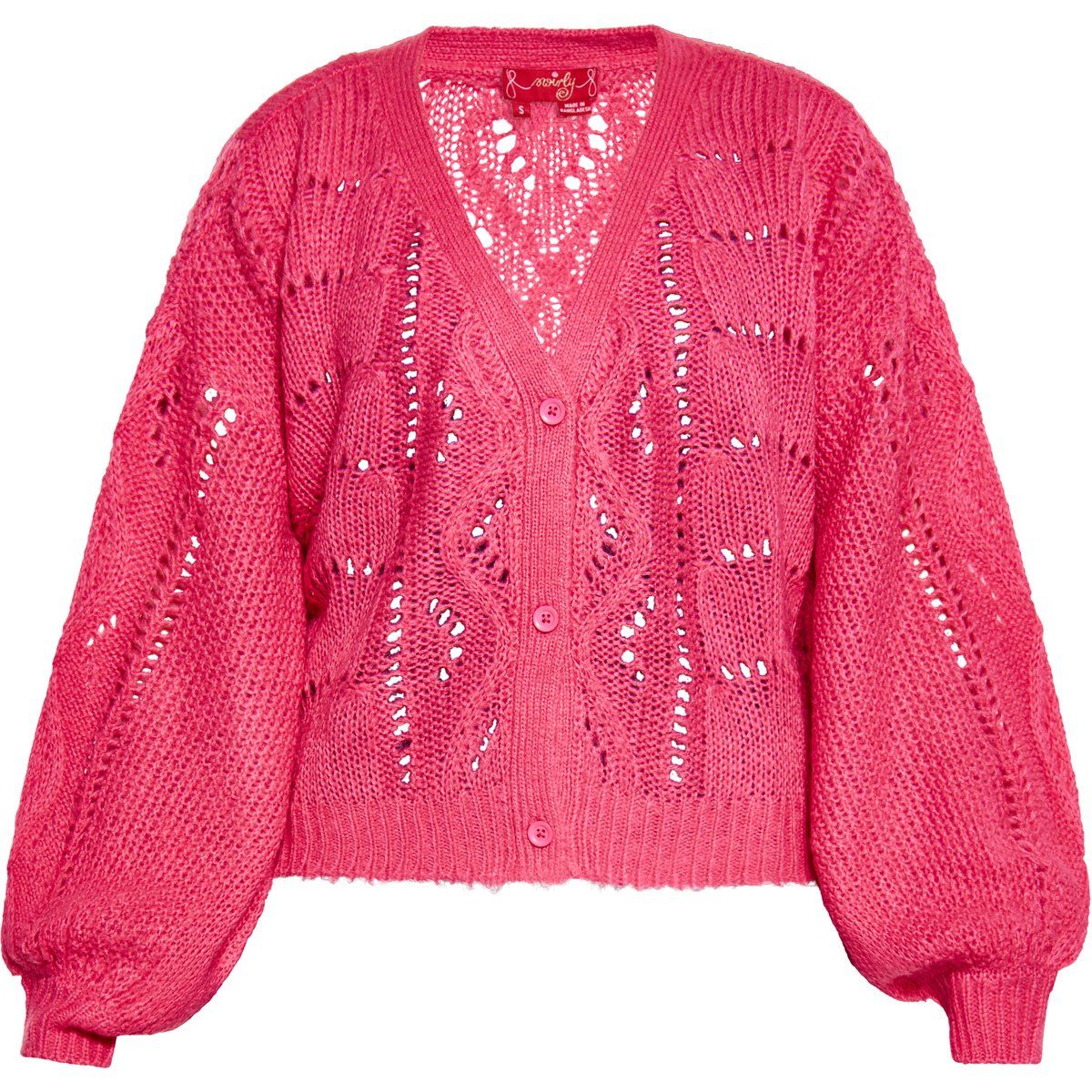 Gehäkelte Strickjacke mit Puffärmeln