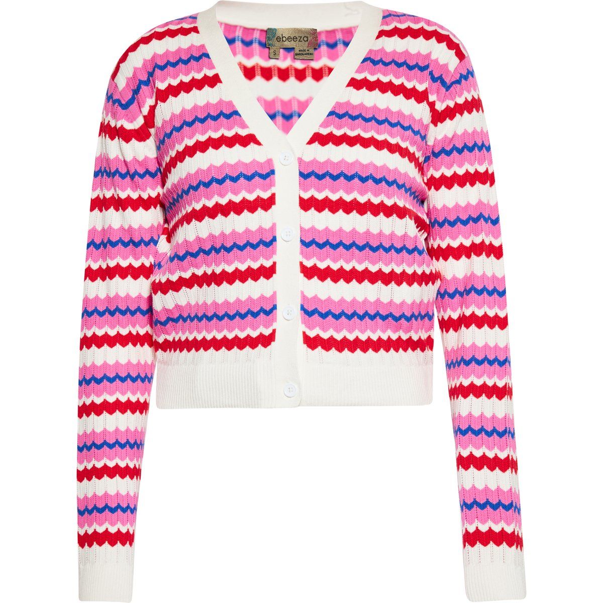 Gestreifte Strickjacke mit V-Ausschnitt