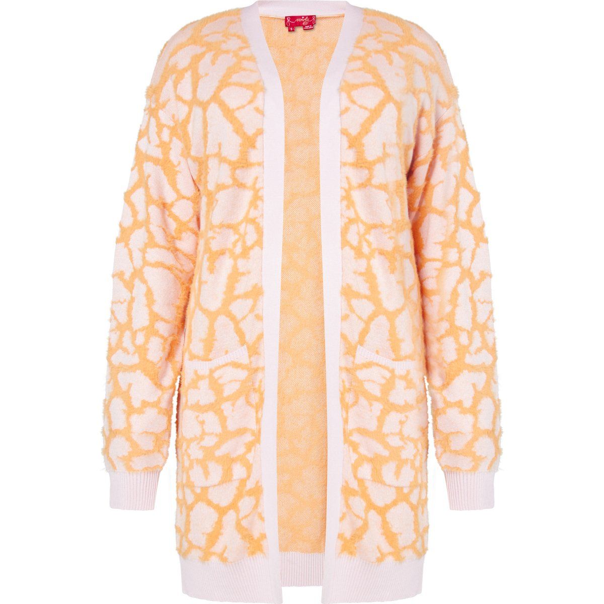 Offene Strickjacke mit Patchworkmuster