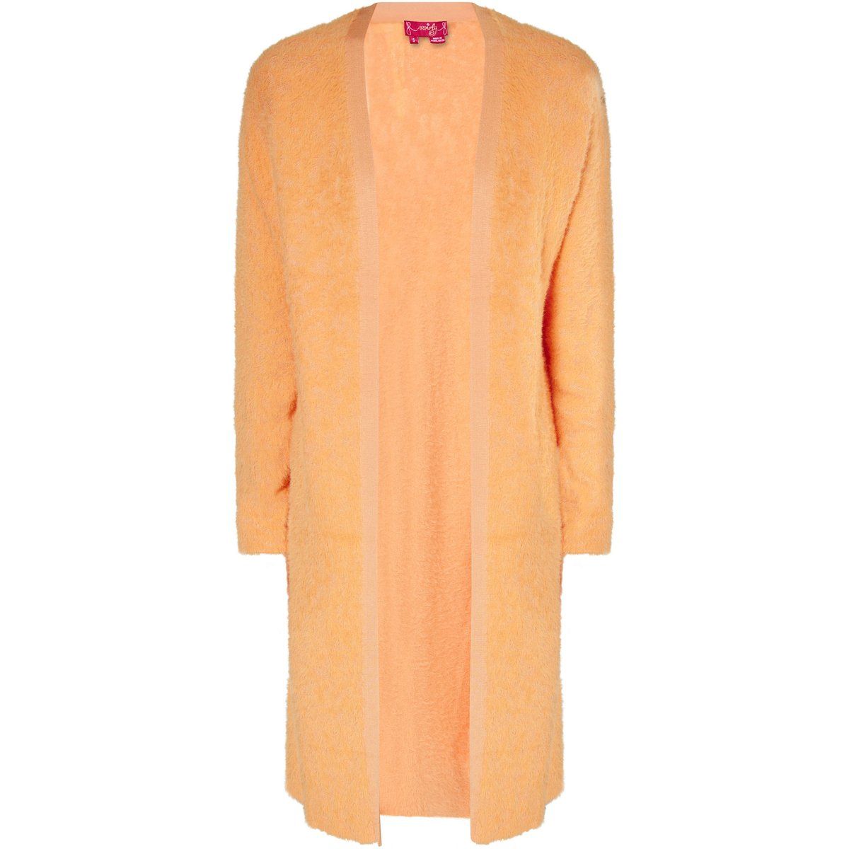Lange, flauschige Strickjacke ohne Verschluss