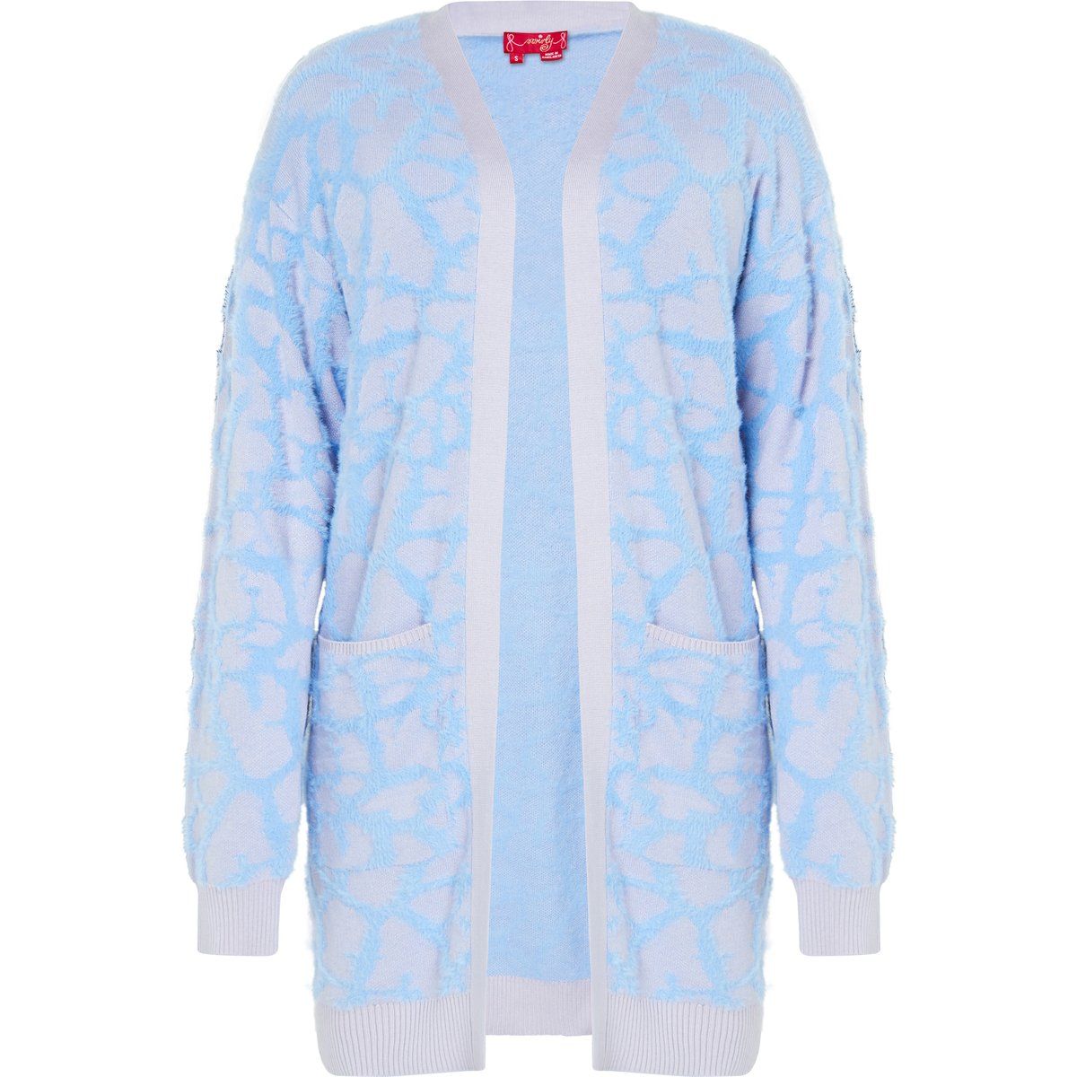 Blau Lavendel Strickjacke mit offener Vorderseite