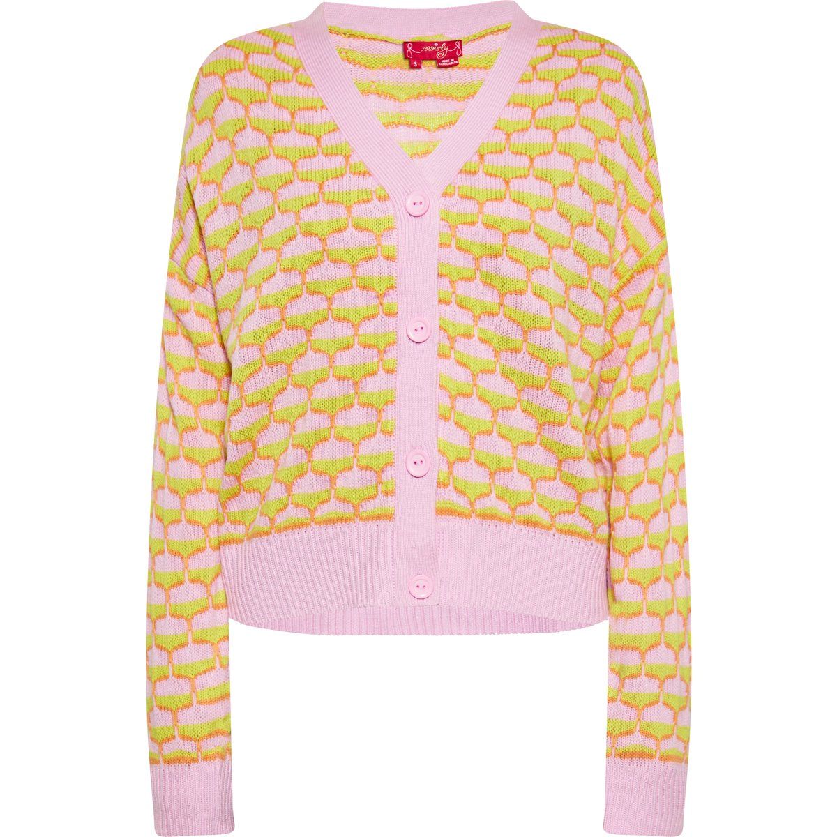 Gemusterte Strickjacke mit V-Ausschnitt