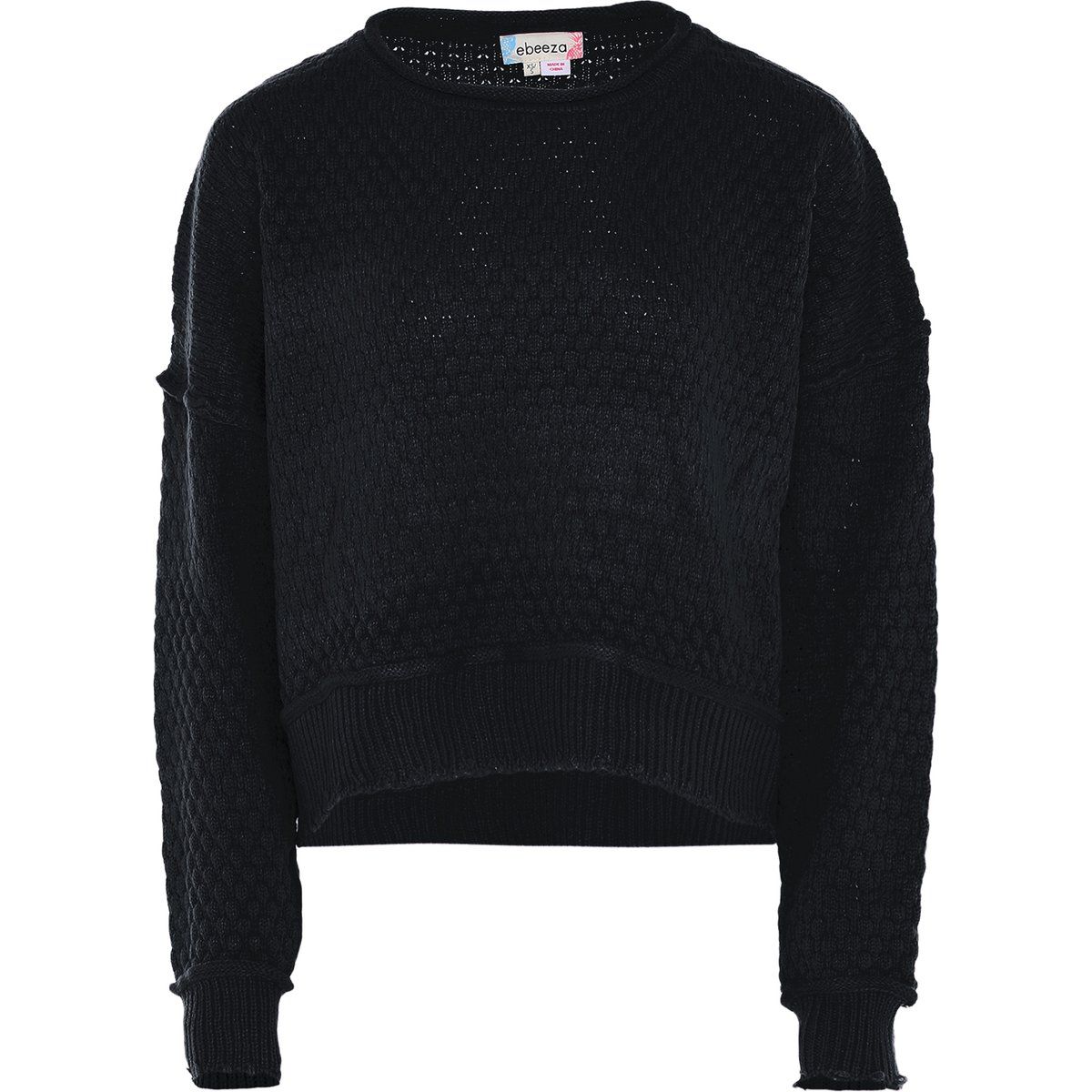 Strukturierter Strickpullover mit Rundhalsausschnitt