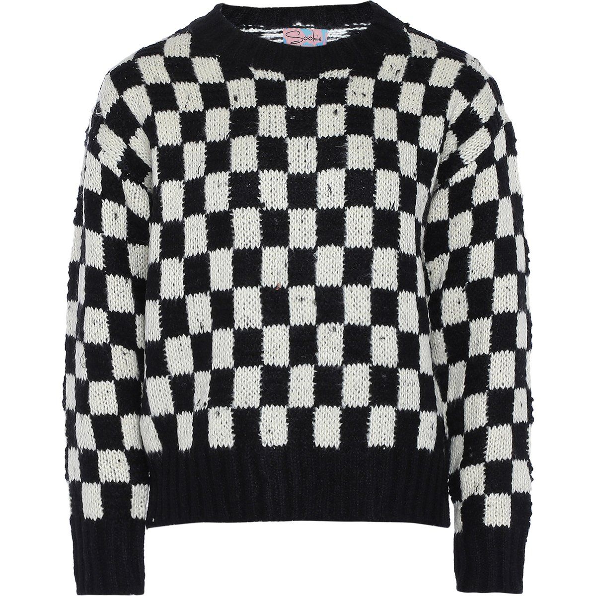 Schachbrettmuster Strickpullover