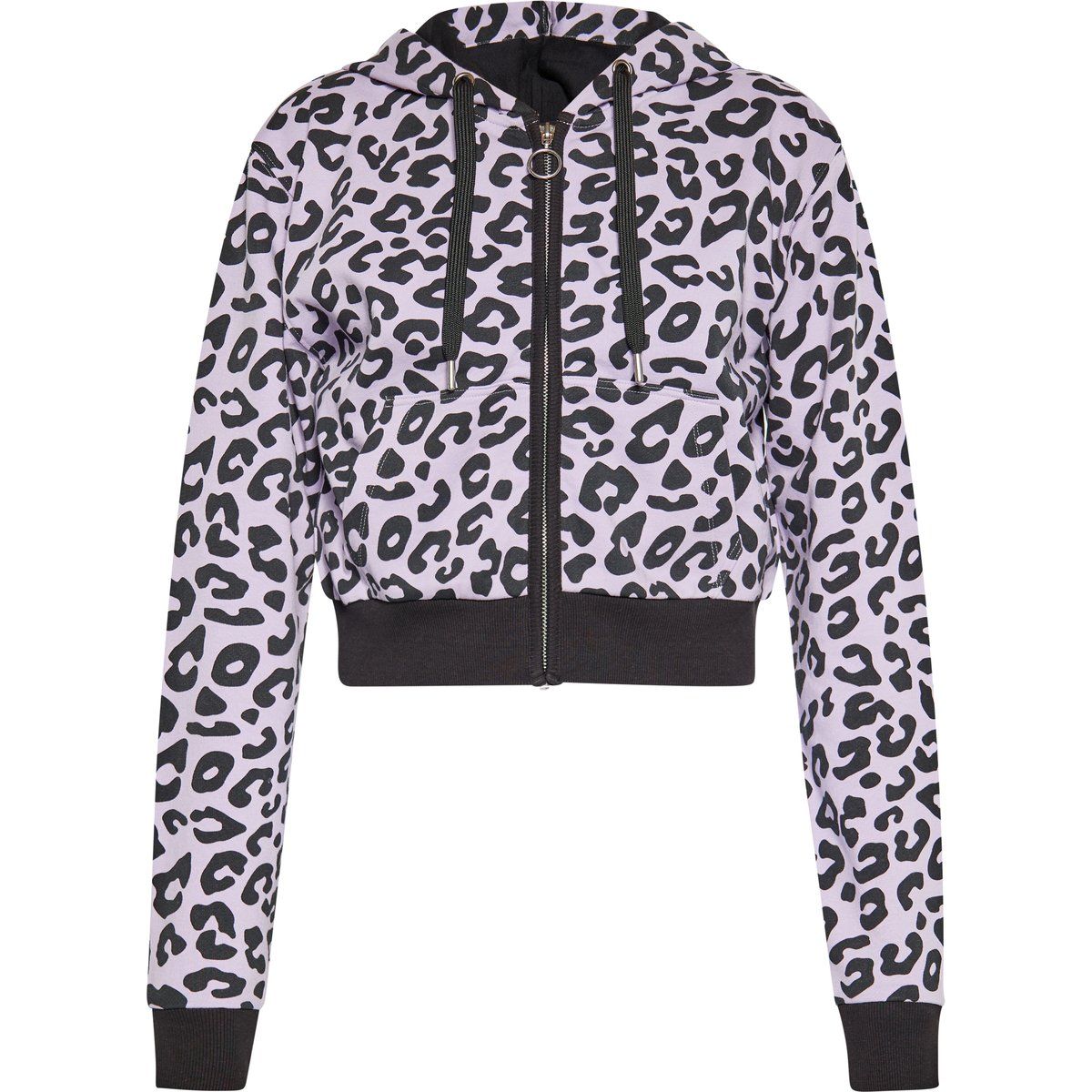 Kapuzenpullover mit Leopardenmuster und Reißverschluss