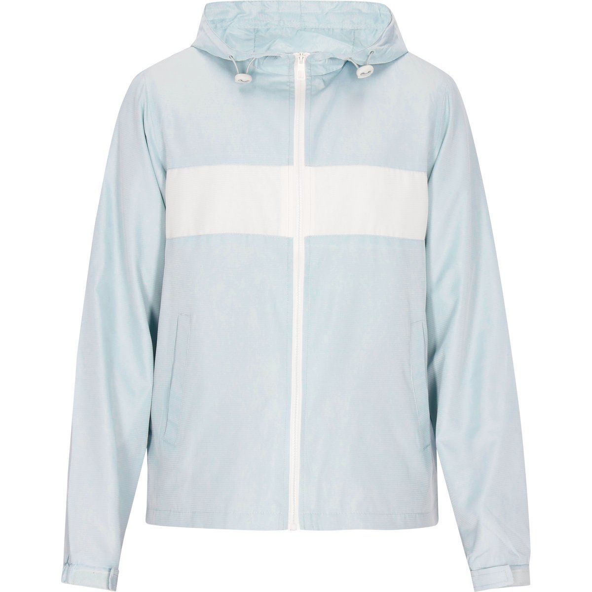Hellblaue Kapuzen-Windjacke
