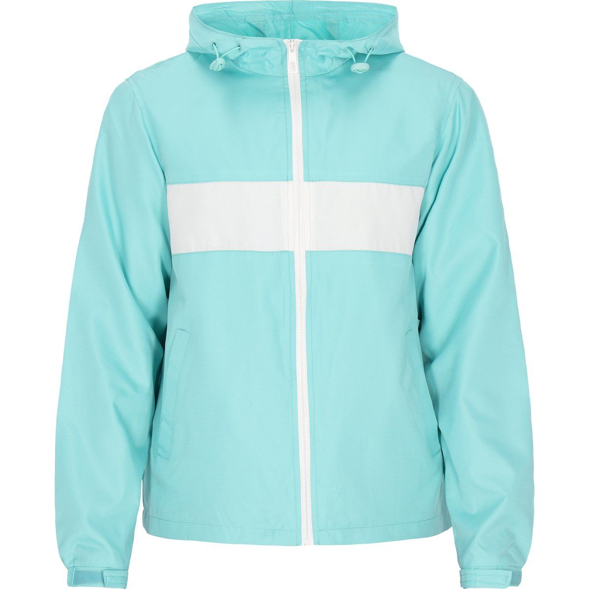 Türkis-farbene Outdoor Jacke mit Kapuze
