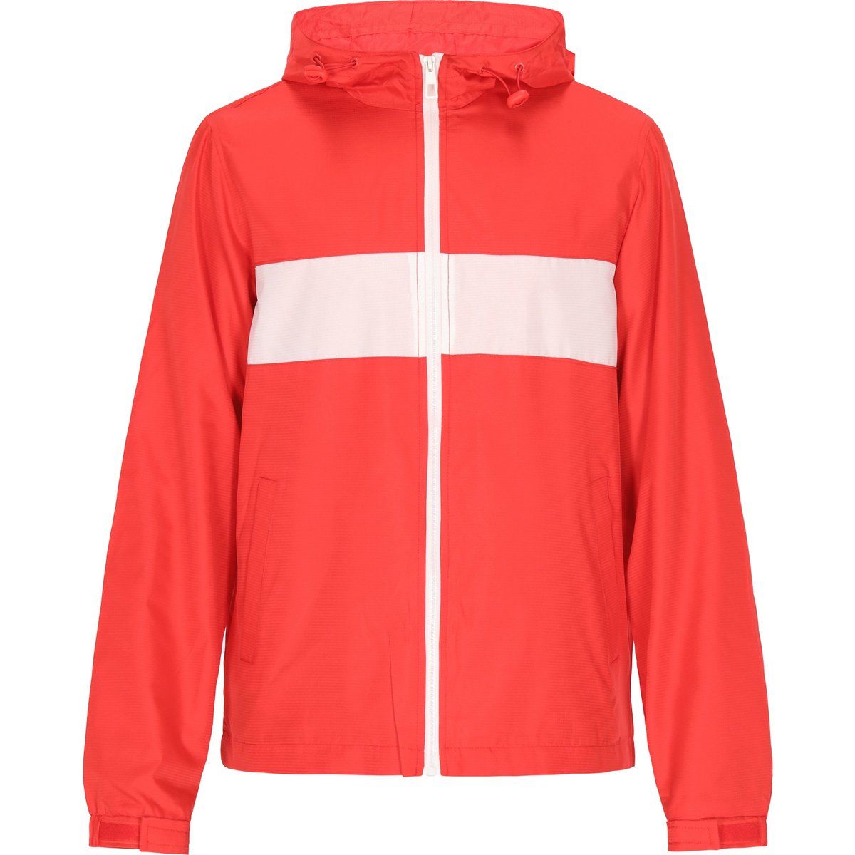 Rote Windbreaker Jacke mit weißem Streifen
