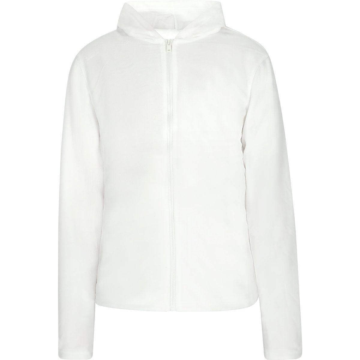 Klassische weiße Fleecejacke mit durchgehendem Reißverschluss