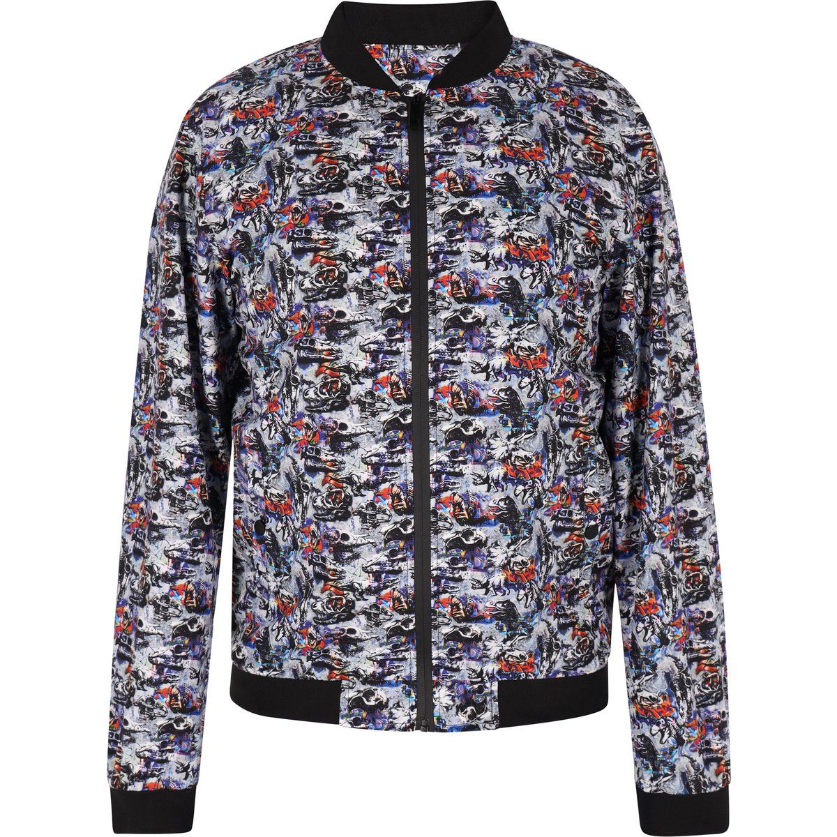 Bomberjacke mit Muster und Rippstrickbesatz