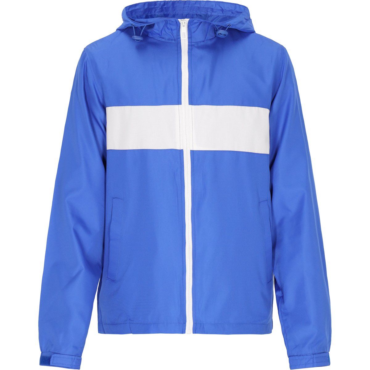 Blau-weiße Windbreaker Jacke
