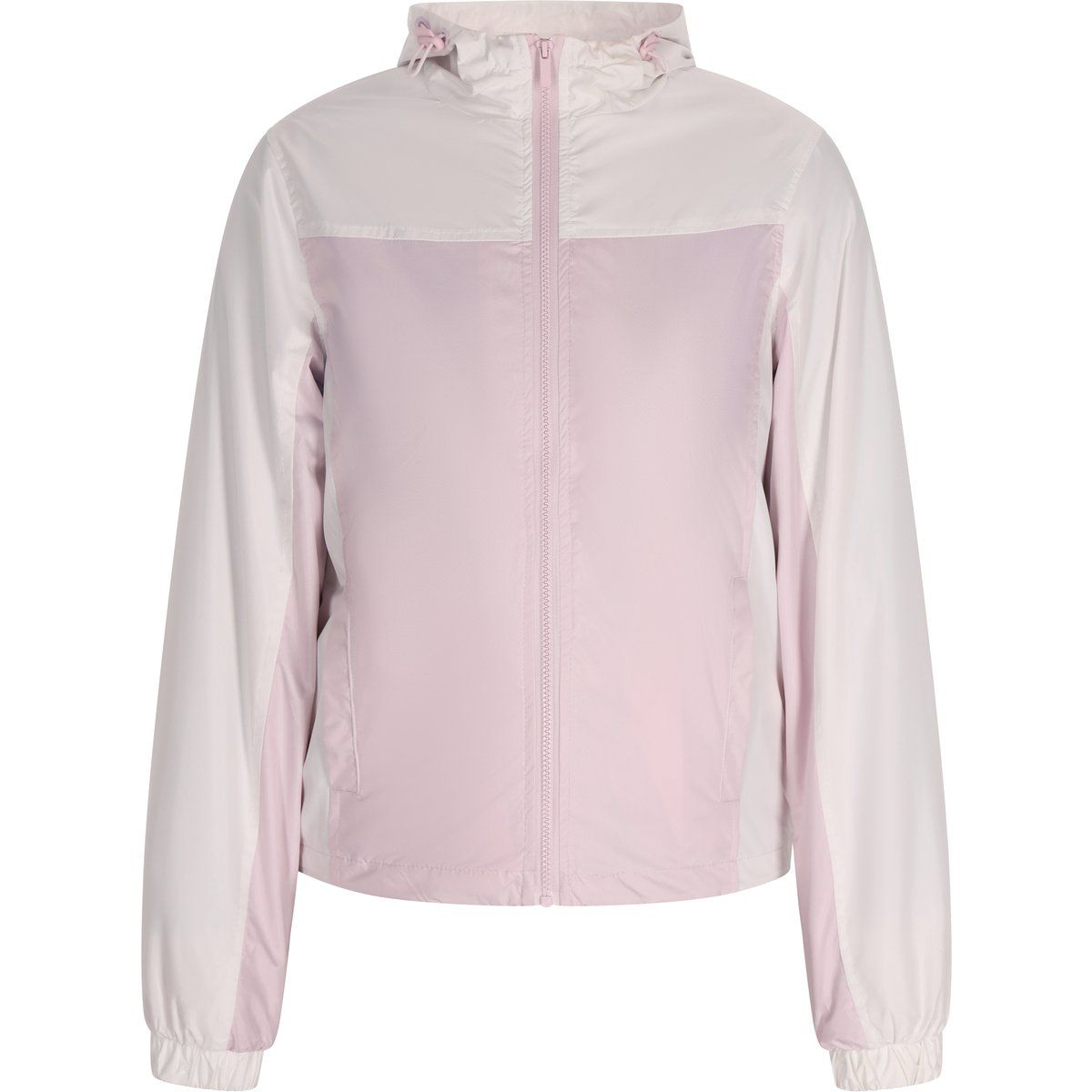 Zweifarbige Windjacke mit Kapuze