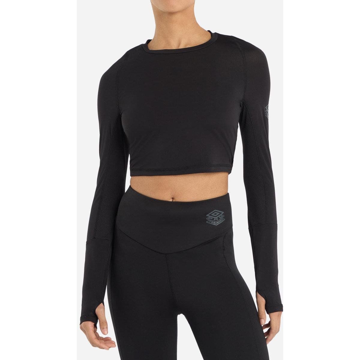 Umbro - "Pro" Kurzes Top für Damen - Training Langärmlig (Schwarz)