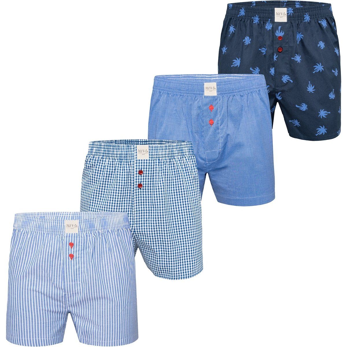 Klassische Web-Boxershorts im Viererpack