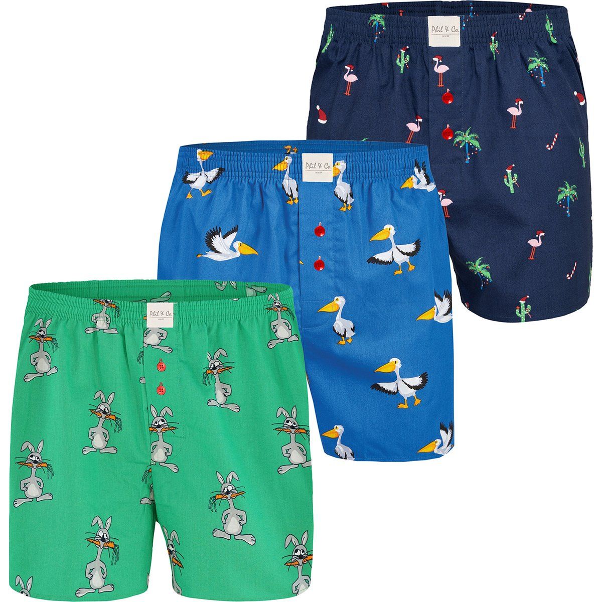 Web-Boxershorts mit lustigen Motiven, 3er-Pack