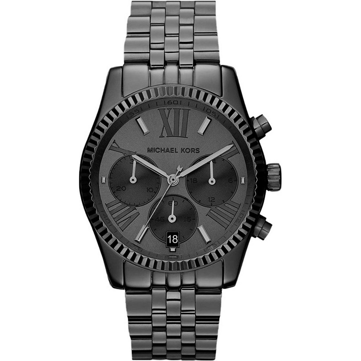 Schwarze Chronograph-Uhr aus Edelstahl