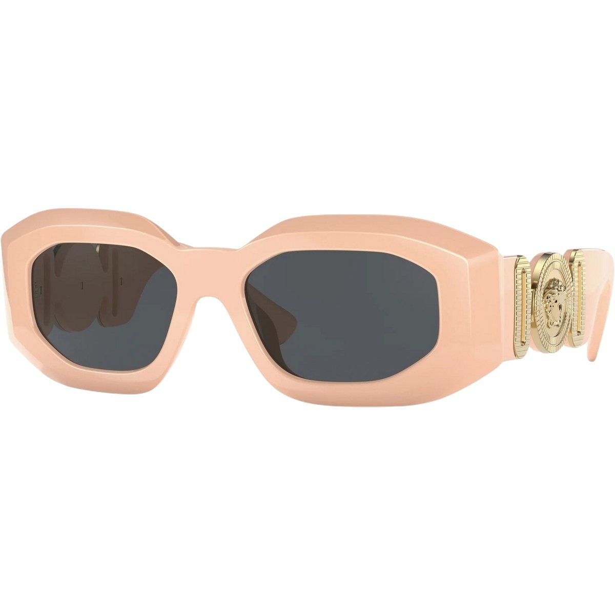 Sonnenbrille mit geometrischem Rahmen und Medusa-Detail