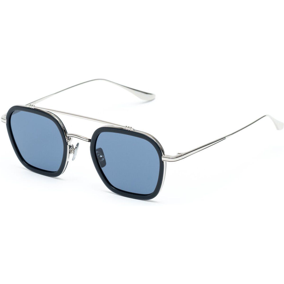 Quadratische Pilotenbrille mit blauen Gläsern