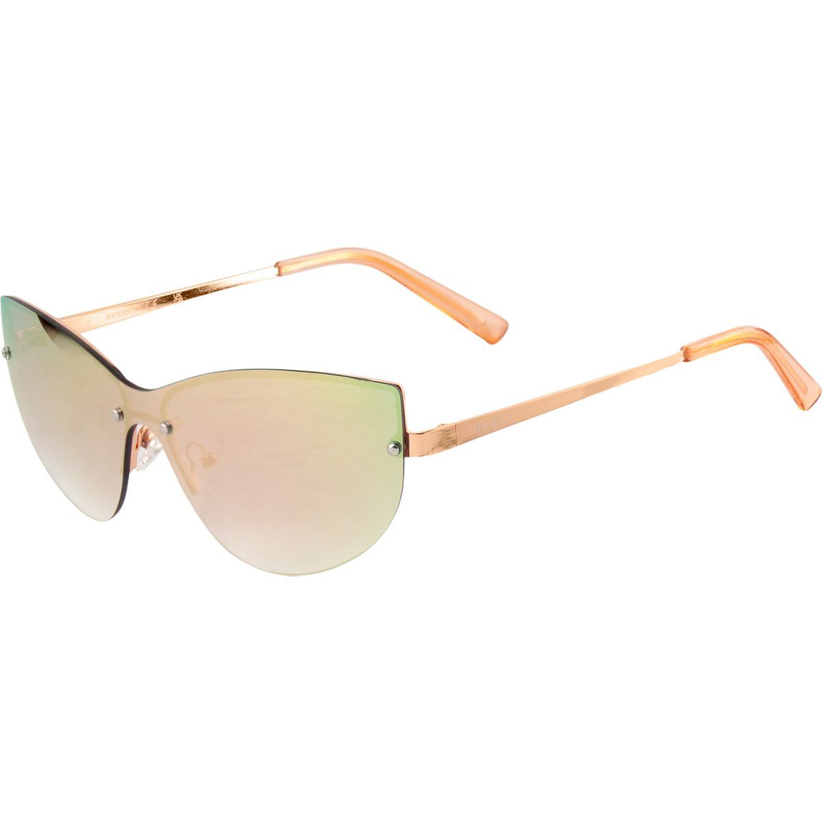 Randlose Shield Sonnenbrille mit goldenem Rahmen