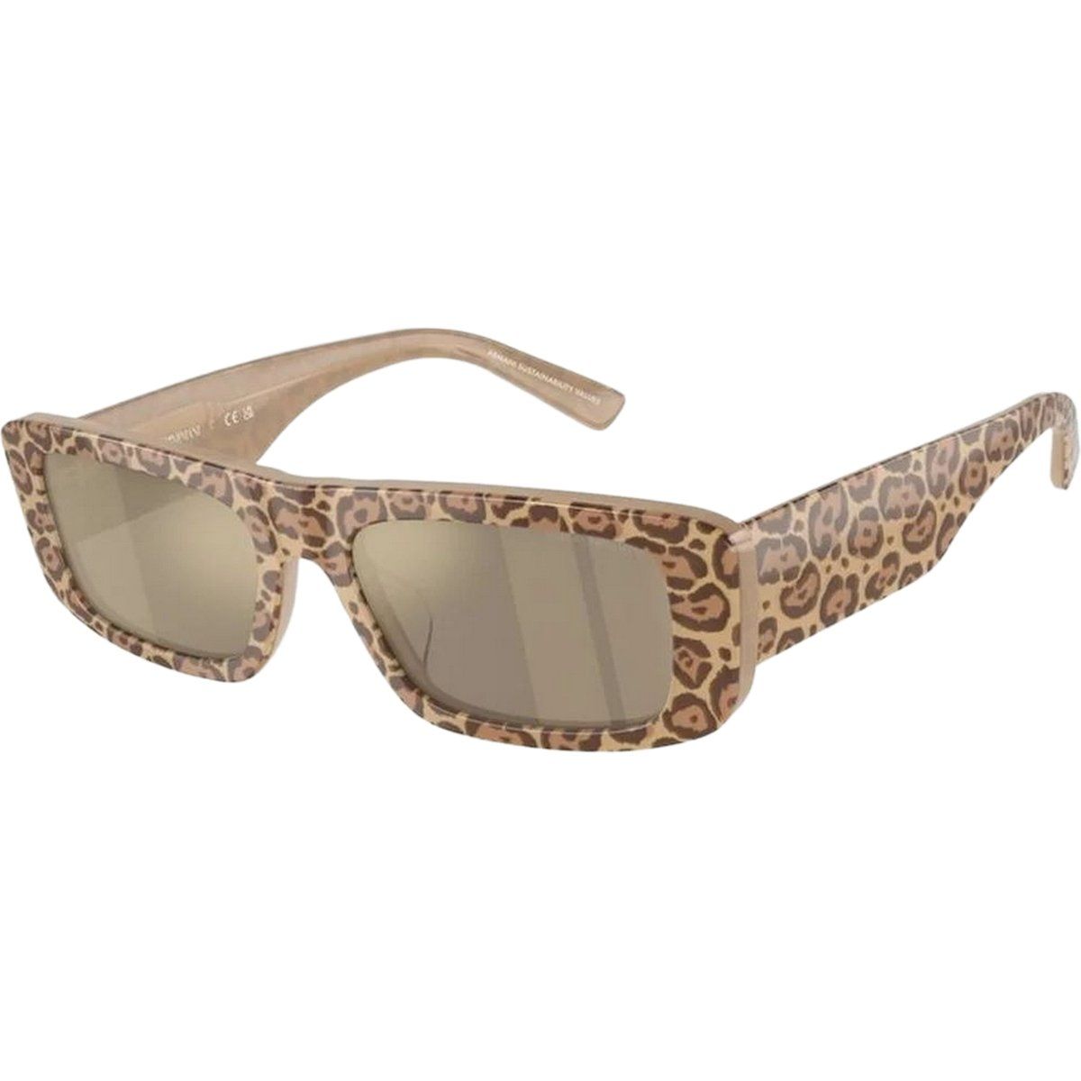 Rechteckige Sonnenbrille mit Leopardenmuster