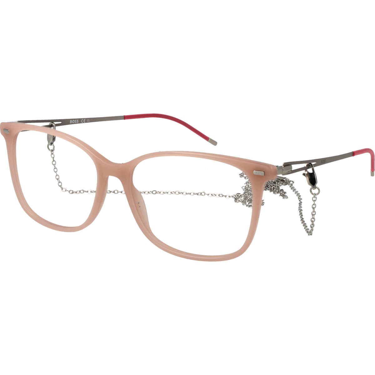 Rechteckige Acetat-Brillenfassung mit Kette