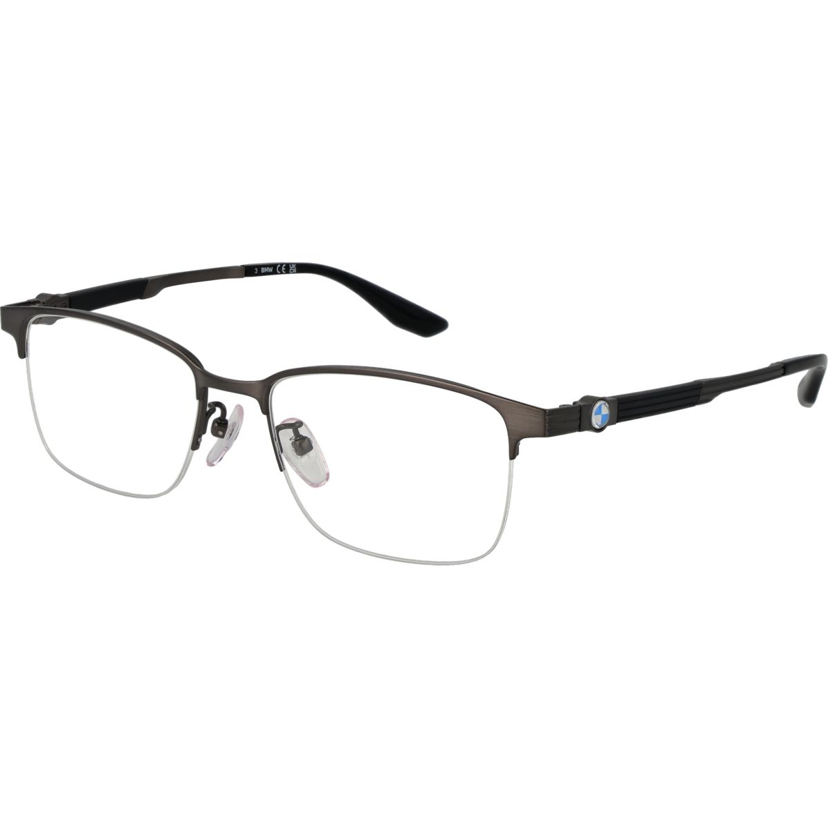 Gunmetal Halbrand Rechteckige Brille