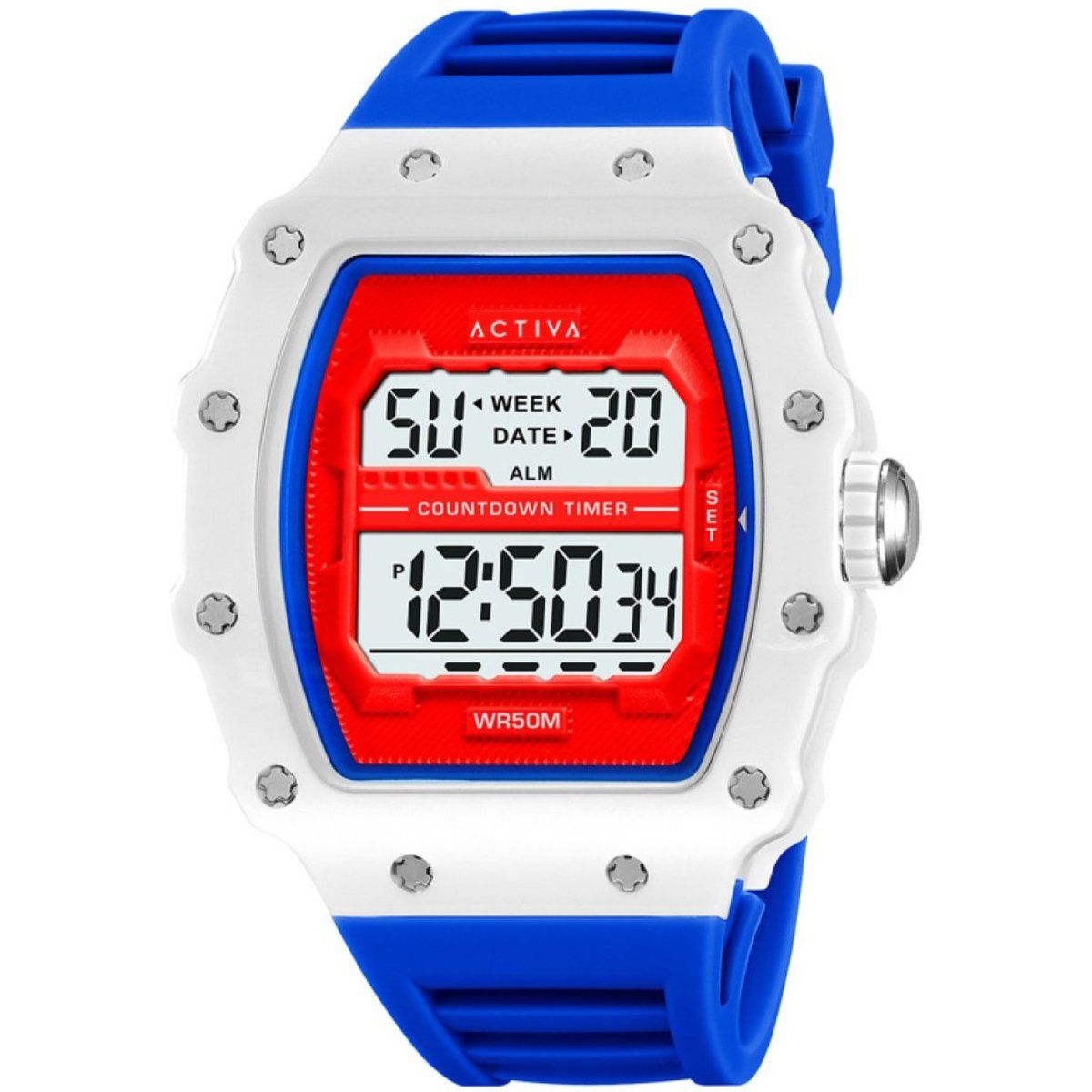 Digitaluhr, farbenfrohes Design, moderner Stil