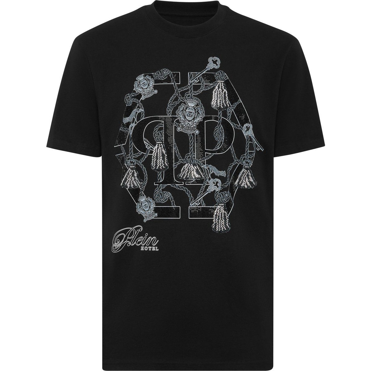 T-Shirt aus Baumwolle mit Strass Grafikdruck