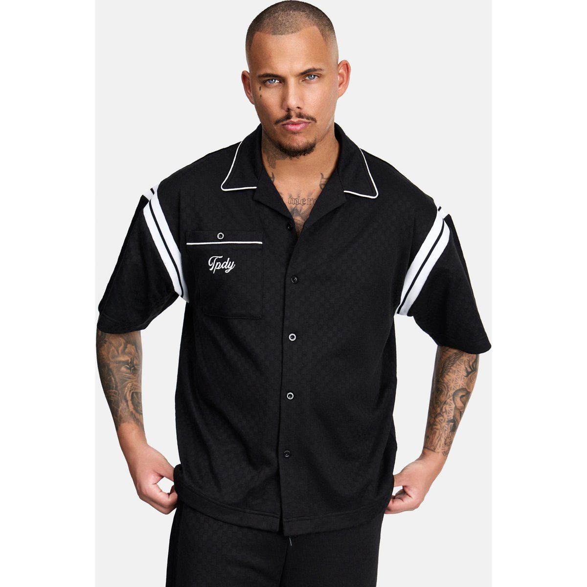 Herren Bowling Shirt mit Streifen