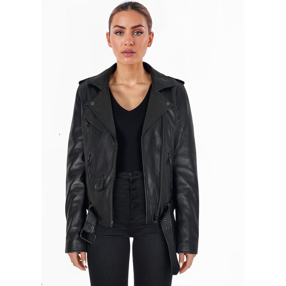 Klassische Damen Lederjacke