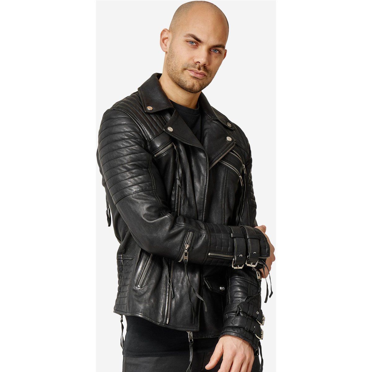 Gesteppte Bikerjacke mit Schnallendetails