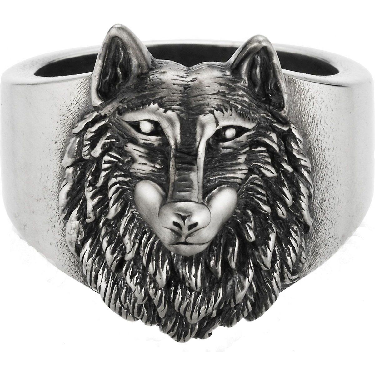 Oxidierter Wolfskopf Siegelring