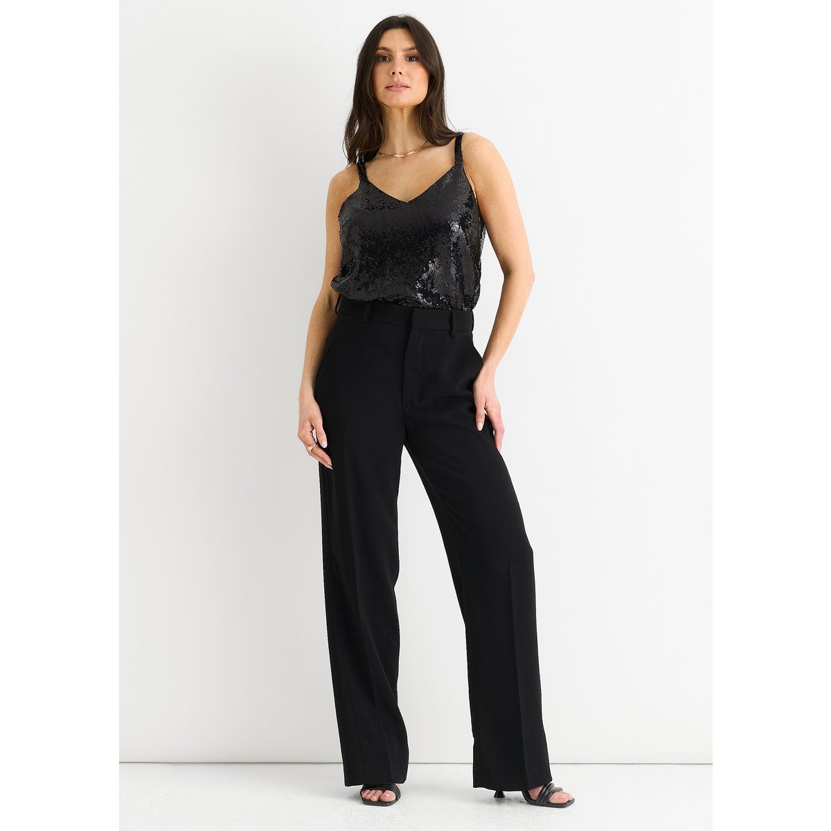 Pailletten-Cami-Top mit V-Ausschnitt