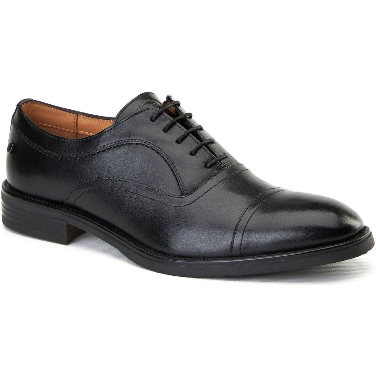 Base London Revers-Leder Herren Schwarz Oxford Schuhe