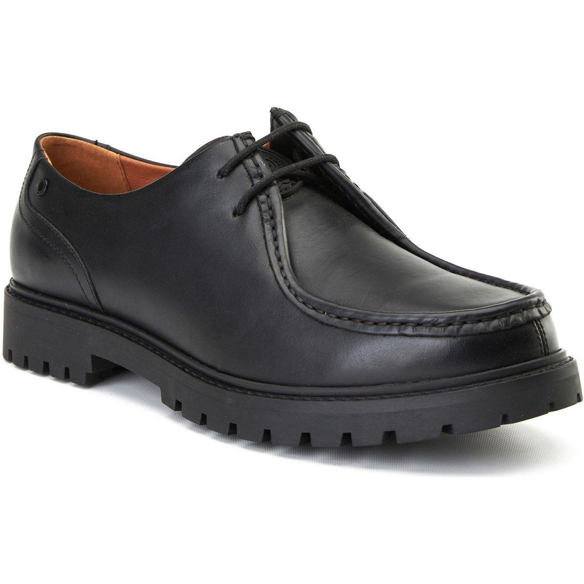 Base London Carbon Leder Herren Schwarz Mokassin Schuhe