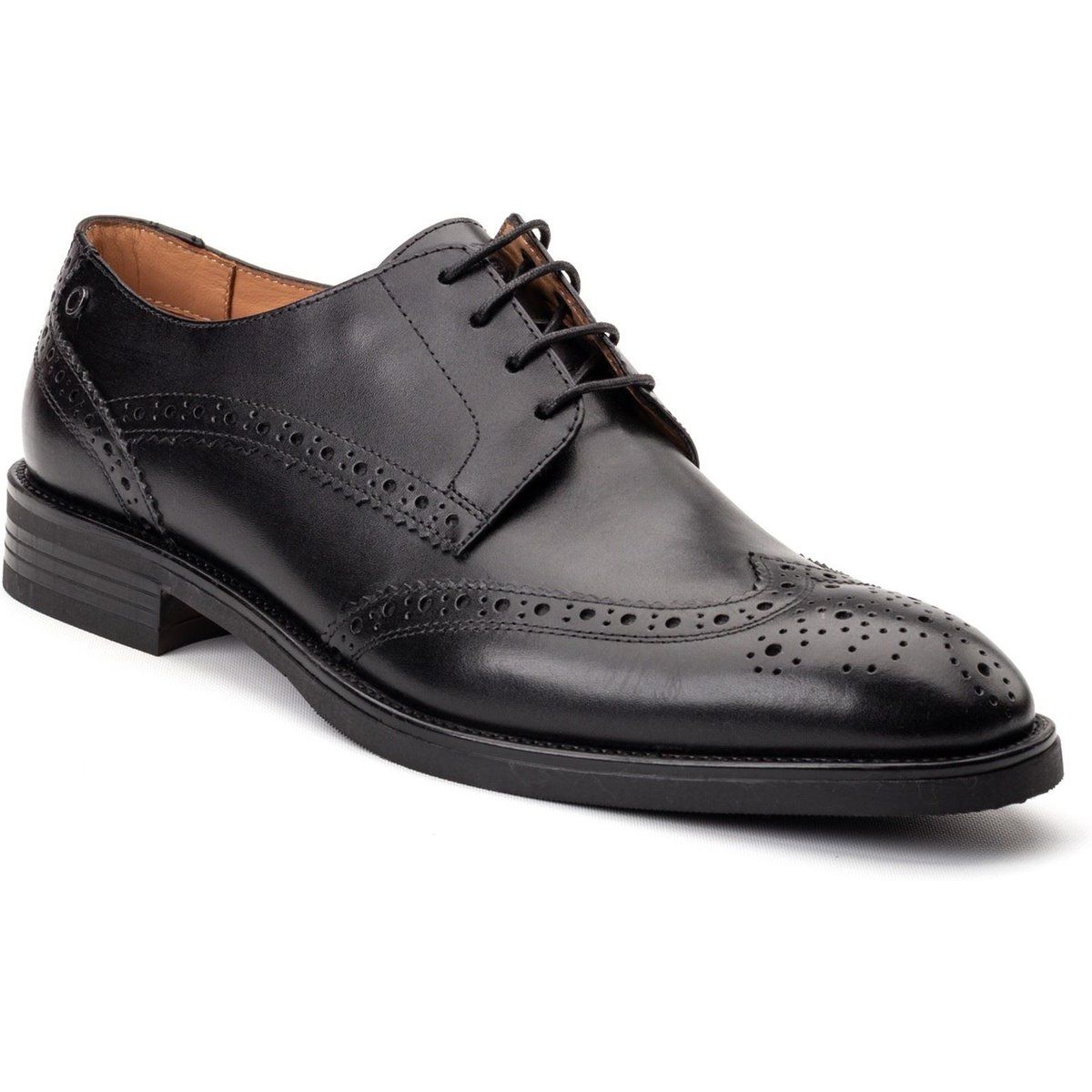 Base London Herren Elegante Schwarze Brogues aus Leder