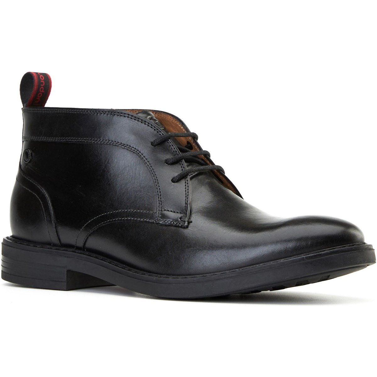 Base London Lincoln Herren Schwarze Leder Knöchelstiefel
