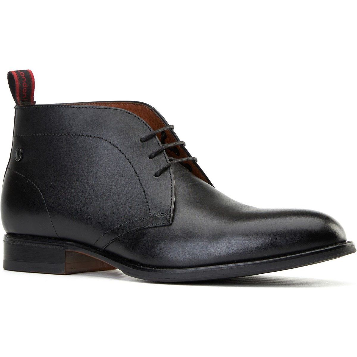 Base London Wallis Herren Schwarze Leder Knöchelstiefel