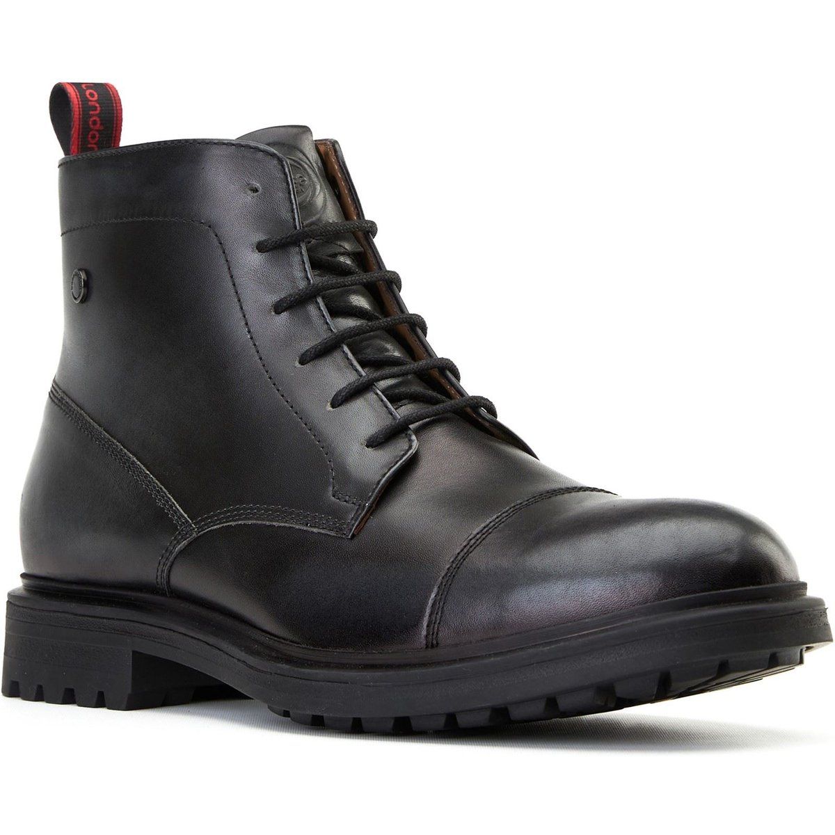 Base London Boulton Leder Herren Schwarze Stiefeletten